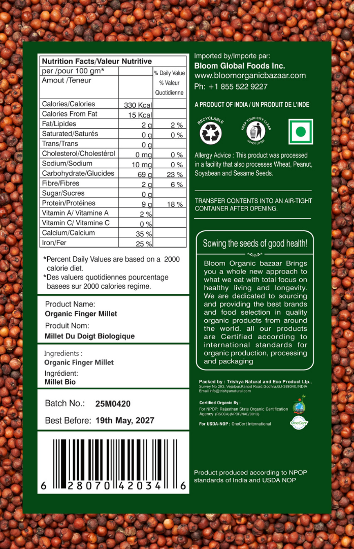 Bloom Organic Ragi Whole Finger Millet 908 g