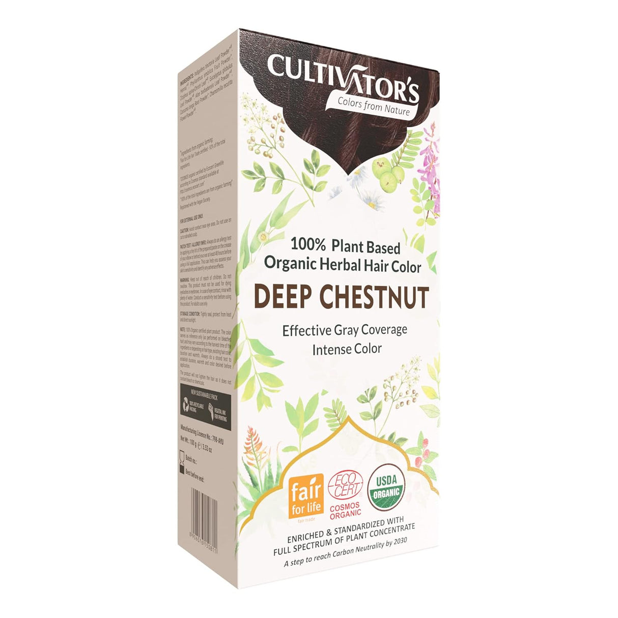 Cultivator's Organic Herbal Deep Chestnut Hair Color (4x25g)
