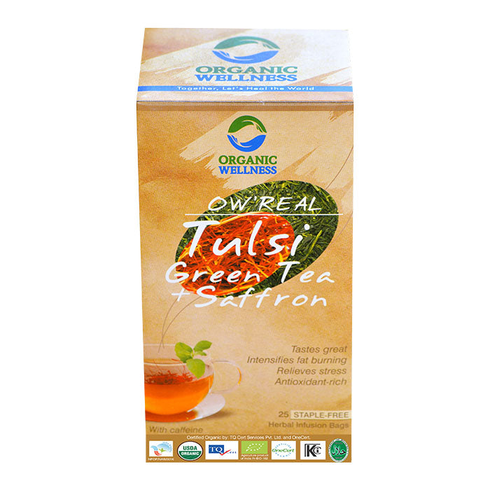 Bloom Organic OW'REAL Tulsi Green Tea + Saffron Tea
