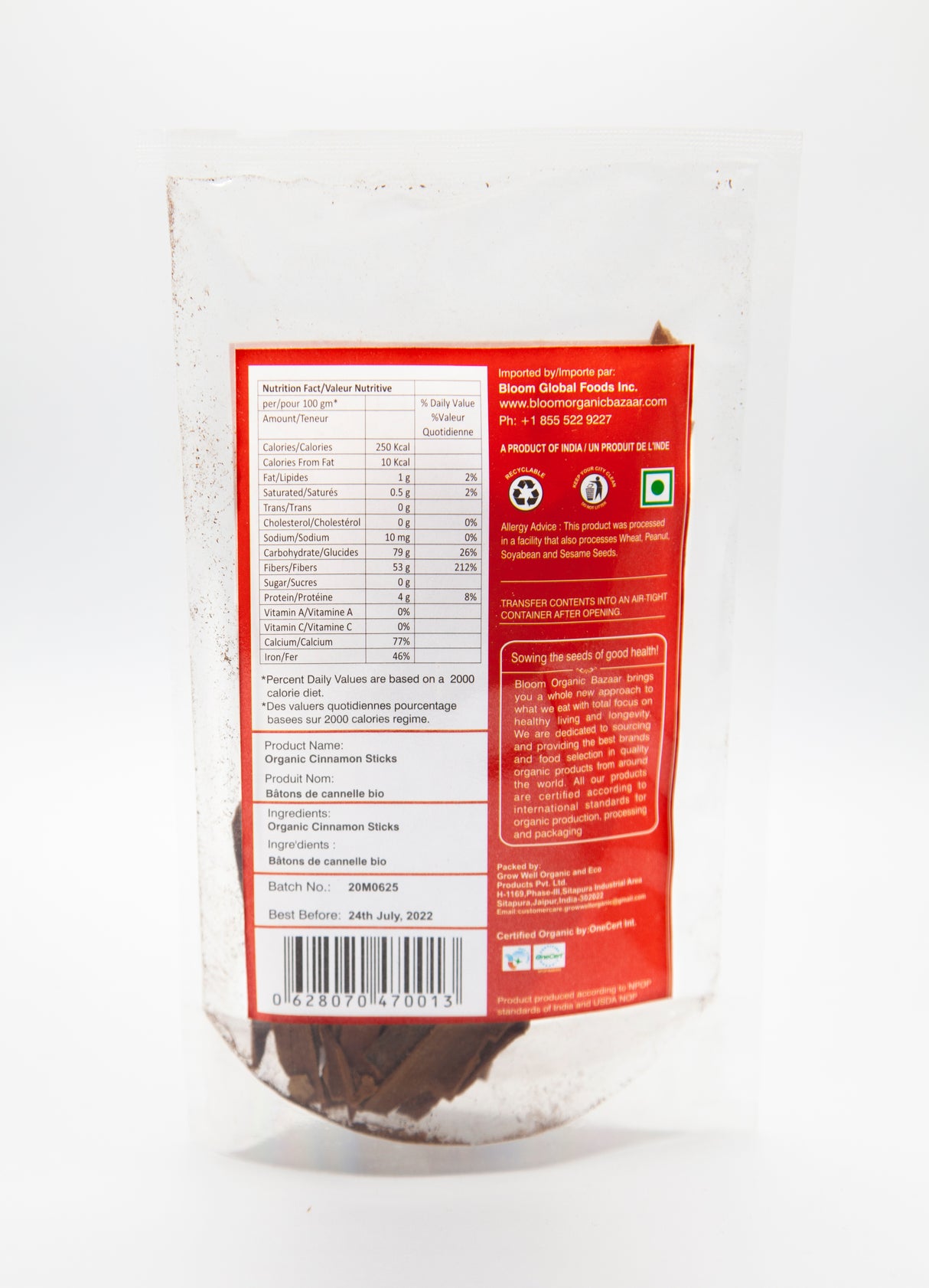 Bloom Organic Cinnamon Sticks 50gms