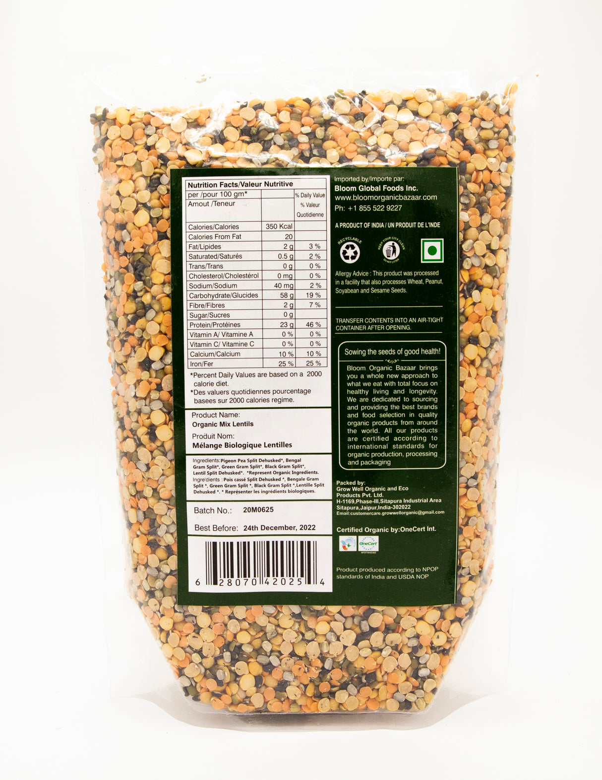 Bloom Organic Mix Dal 2 lbs.