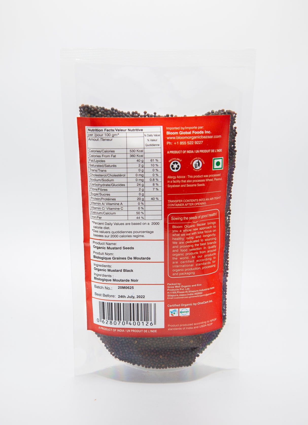 Bloom Organic Mustard Seeds 200gms