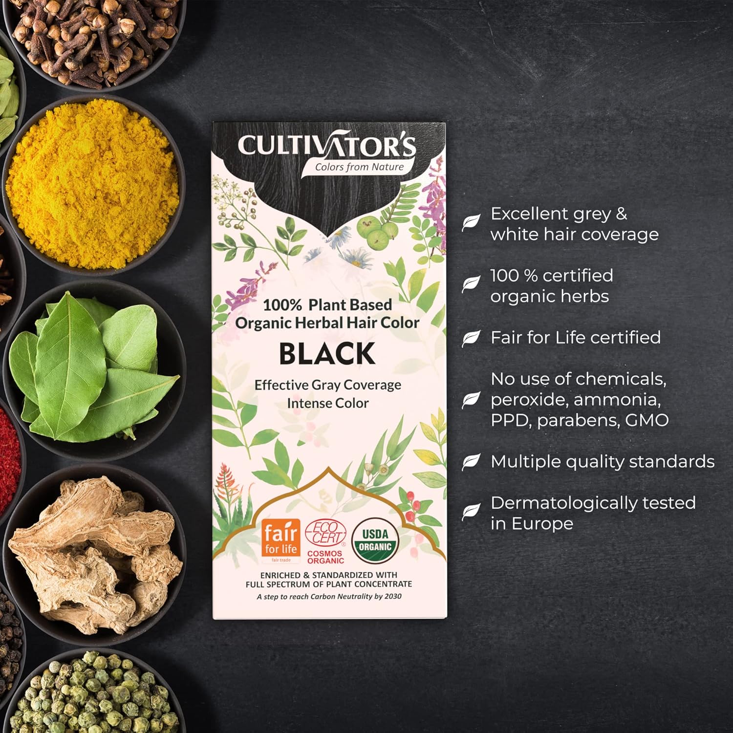 Cultivator's Organic Herbal Black Hair Color (4x25g)