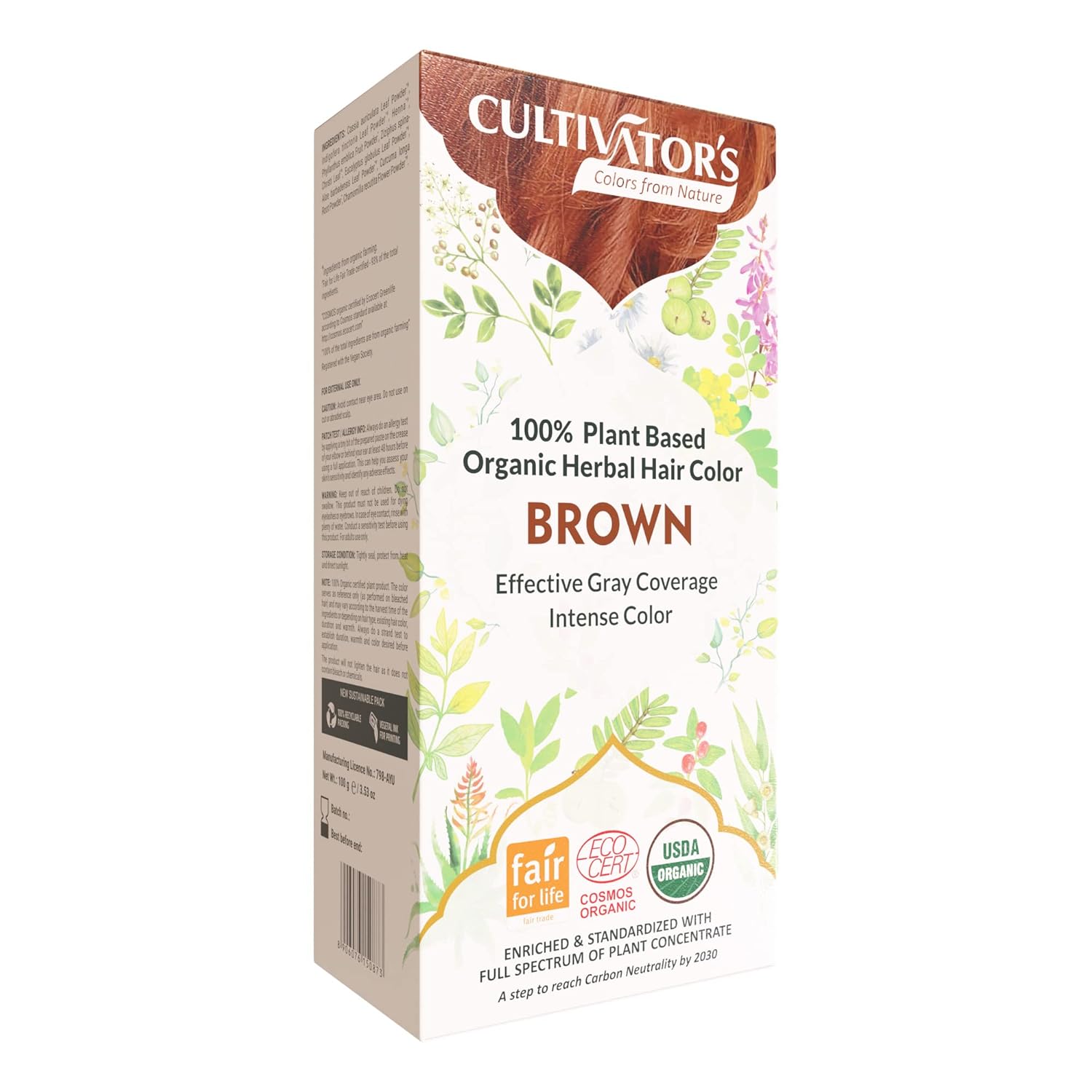 Cultivator's Organic Herbal Brown Hair Color (4x25g)