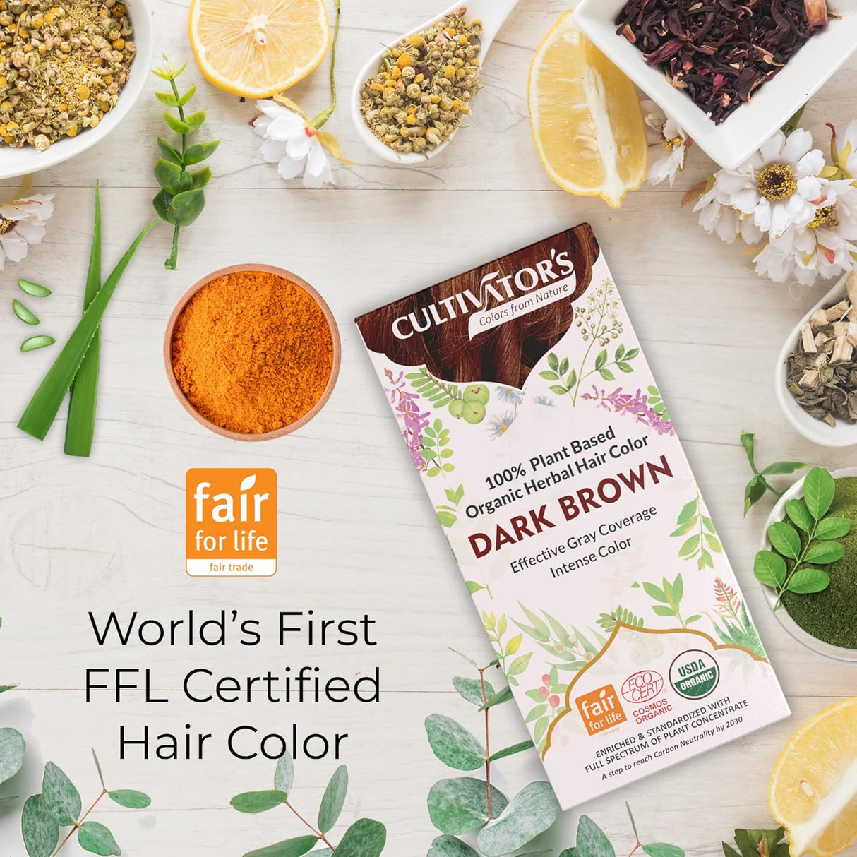 Cultivator's Organic Herbal Dark Brown Hair Color (4x25g)