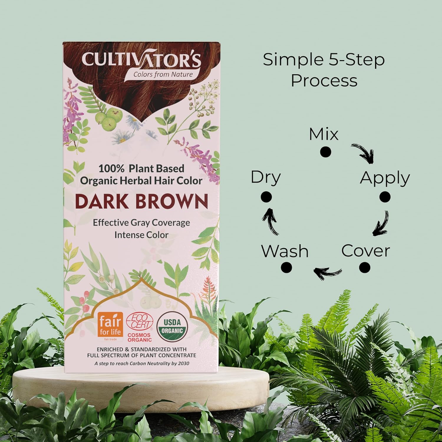 Cultivator's Organic Herbal Dark Brown Hair Color (4x25g)