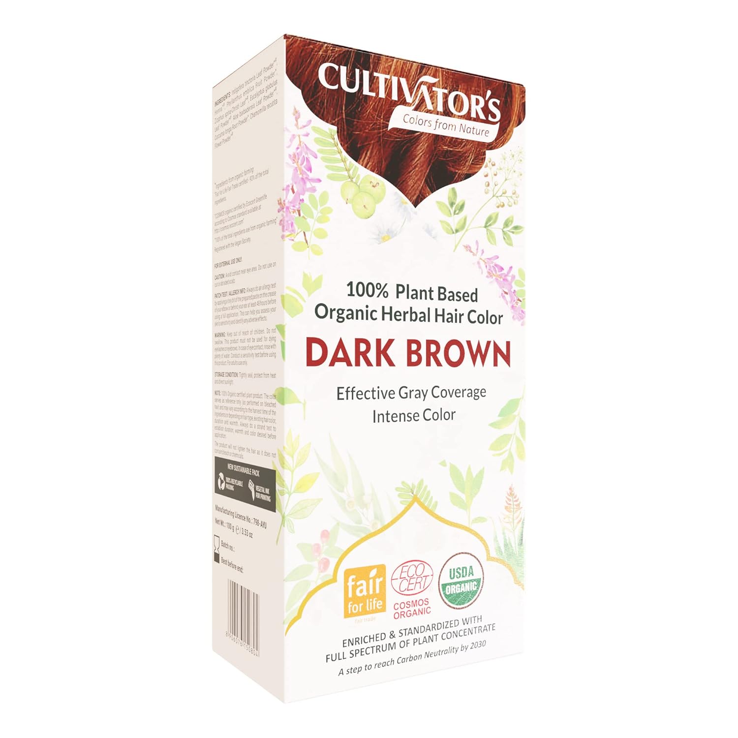 Cultivator's Organic Herbal Dark Brown Hair Color (4x25g)