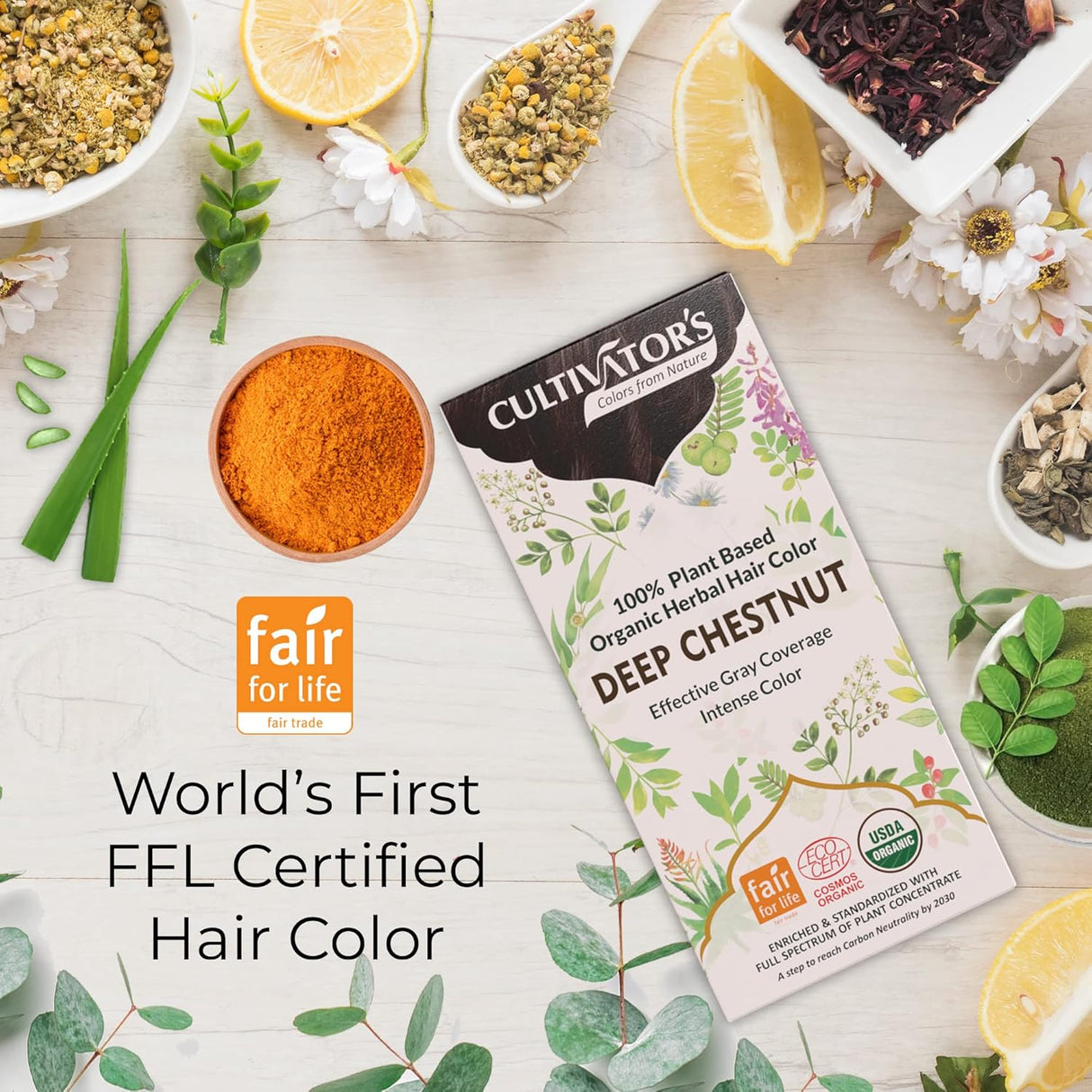 Cultivator's Organic Herbal Deep Chestnut Hair Color (4x25g)