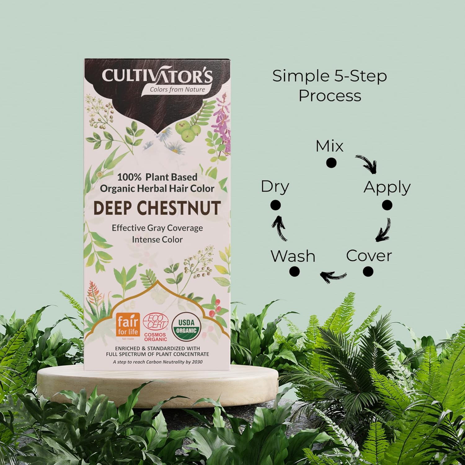 Cultivator's Organic Herbal Deep Chestnut Hair Color (4x25g)