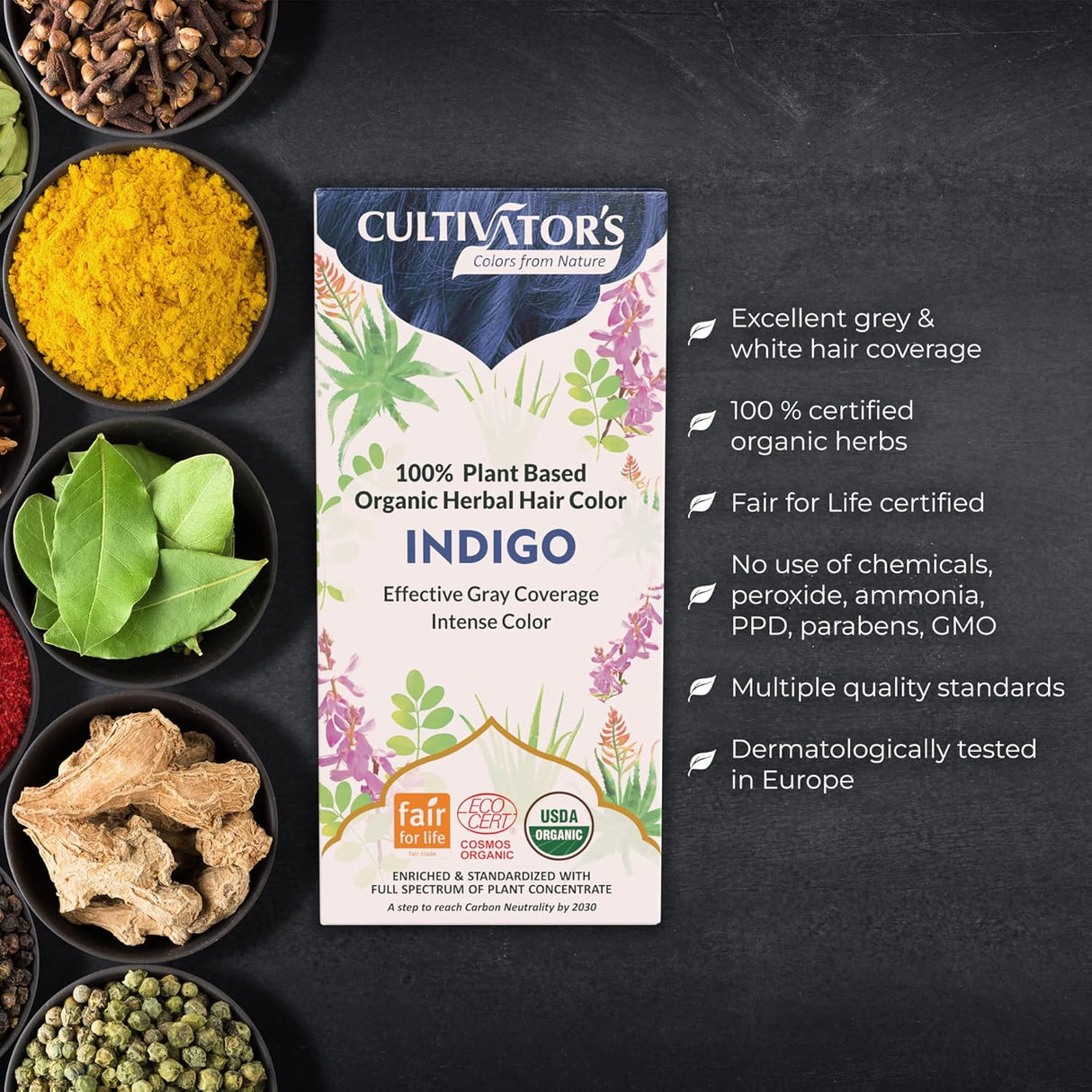 Cultivator's Organic Herbal Indigo Hair Color (4x25g)
