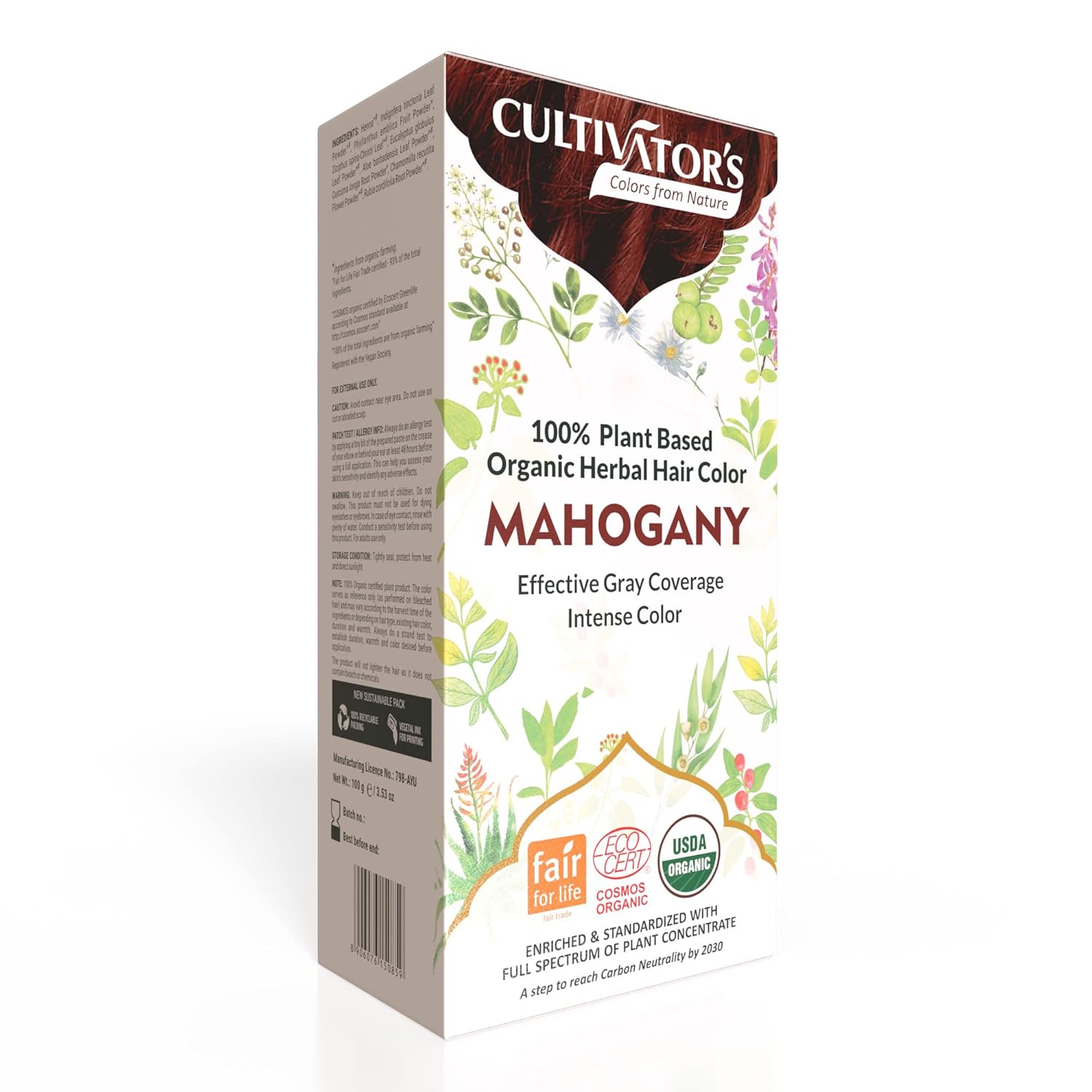 Cultivator's Organic Herbal Mahogany Hair Color (4x25g)