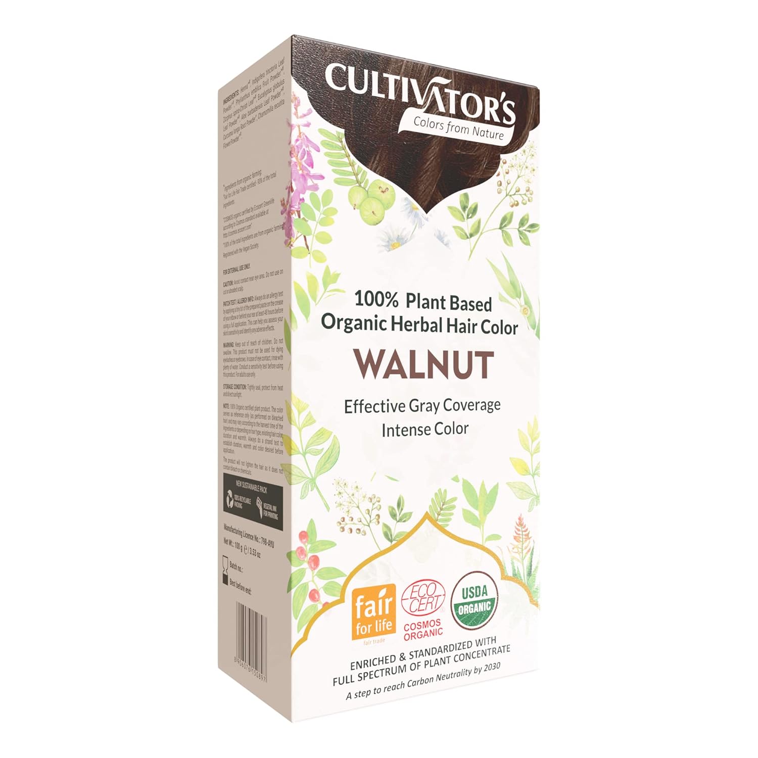 Cultivator's Organic Herbal Walnut Hair Color (4x25g)