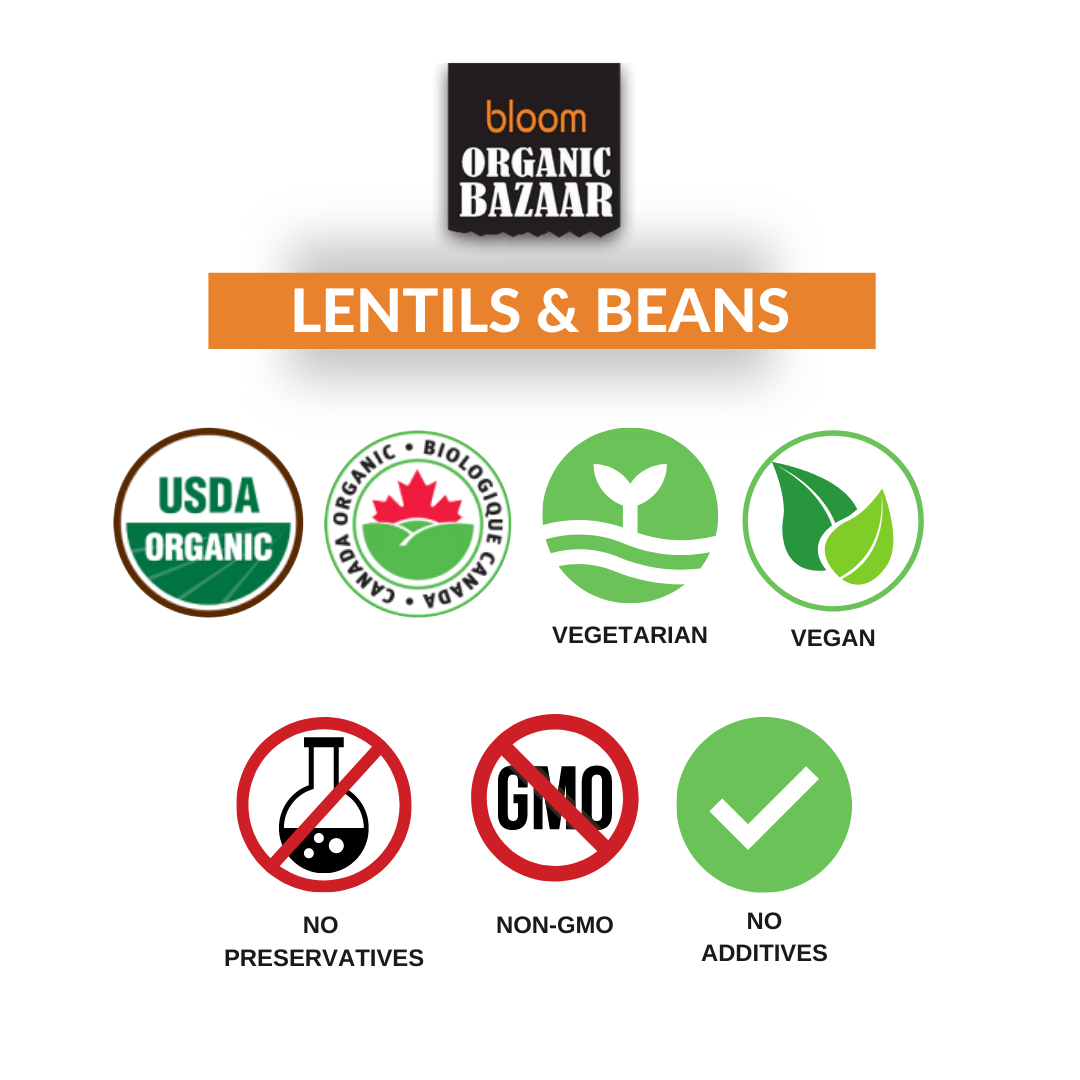 Bloom Organic Toor Dal 2 lbs & 1.5 kg